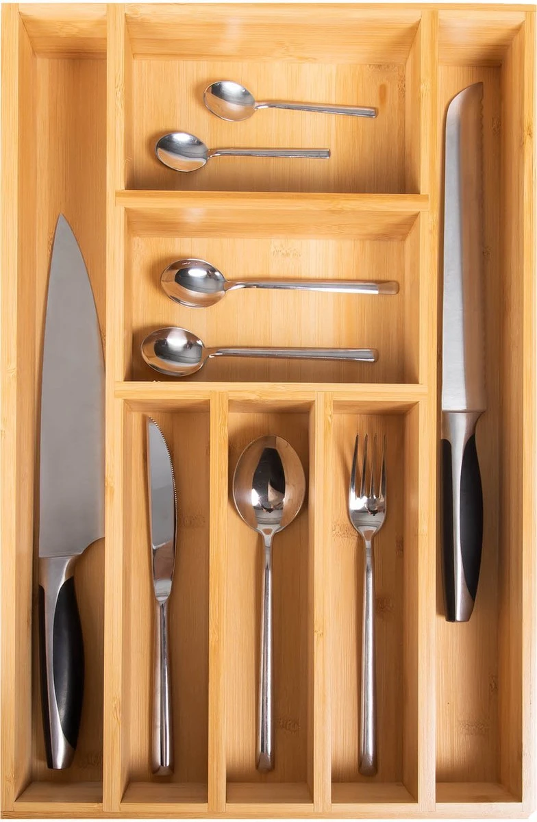 Coninx Bestekbak Bamboe 31CM Breed - Besteklade - Opbergbak - Duurzaam - Voor Laden Vanaf 47cm Diep 5 Coninx Bestekbak Bamboe 31CM Breed - Besteklade - Opbergbak - Duurzaam - Voor Laden Vanaf 47cm Diep - Afbeelding 3