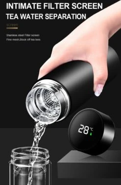 Slimme Thermosfles Met LCD Temperatuur Display - Curver Isolatiefles 0,5 Liter - Dubbelwandige Thermosfles - Thermosbeker - Isoleerfles - Thermoskan - Travel Mug - Bidon Drinkfles - Koffiebeker - Drinkflessen - RVS - Smart Thermos - Metaal -Merkloos Winkel 784x1200