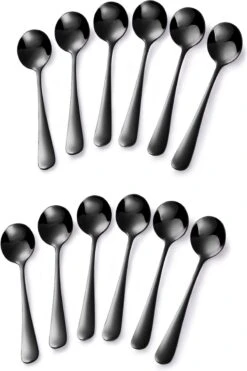 Alheco 12 Ronde Theelepels - 11.7cm - RVS Theelepeltjes - Zwart