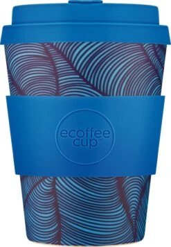 Ecoffee Cup Dotonburi PLA - Koffiebeker To Go 350 Ml - Blauw Siliconen
