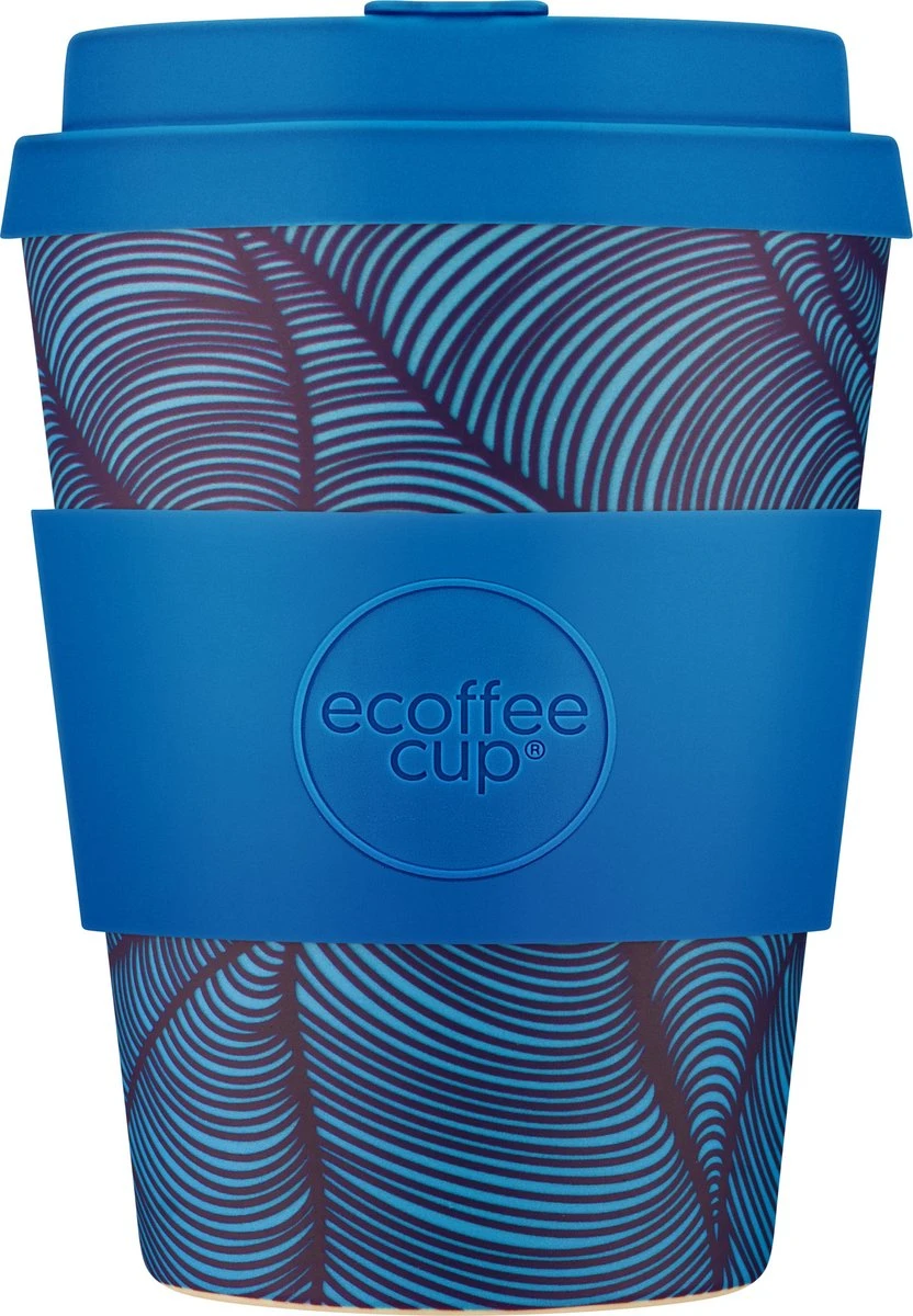 Ecoffee Cup Dotonburi PLA - Koffiebeker To Go 350 Ml - Blauw Siliconen 3 Ecoffee Cup Dotonburi PLA - Koffiebeker To Go 350 Ml - Blauw Siliconen