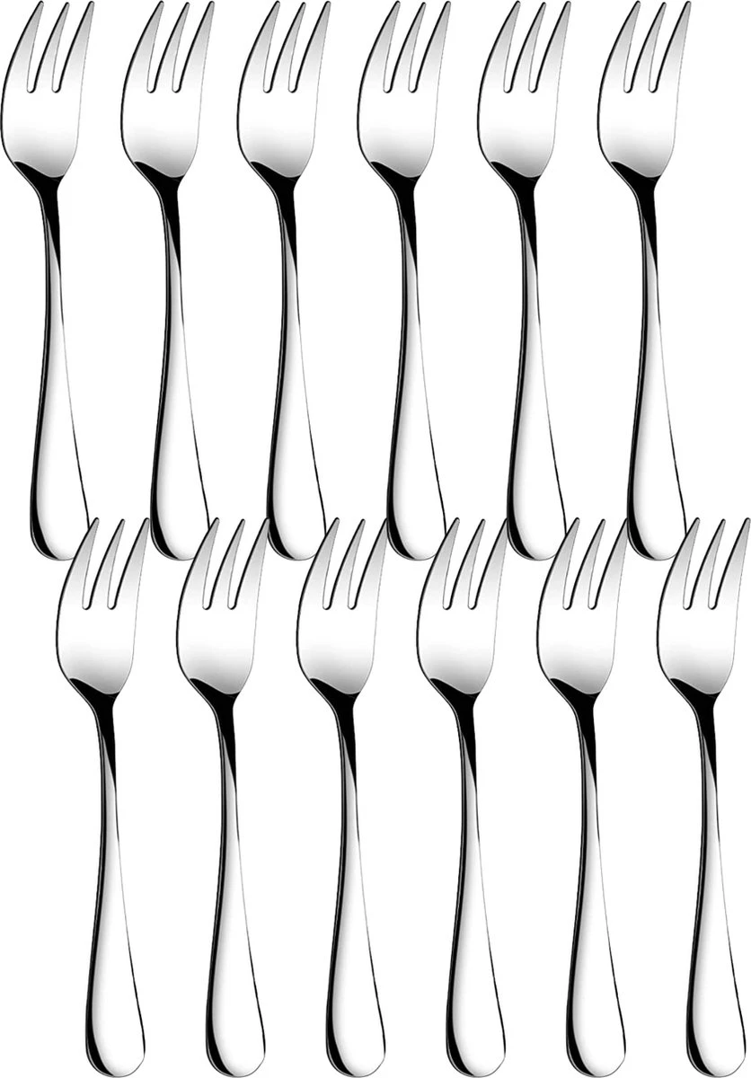 House Of Husk® Gebaksvorkjes - Dessertvorken - Taartvorkjes - Cocktailvorken - Klein Vorkjes - 12 Stuks - RVS - Zilver 3 House Of Husk® Gebaksvorkjes - Dessertvorken - Taartvorkjes - Cocktailvorken - Klein Vorkjes - 12 Stuks - RVS - Zilver
