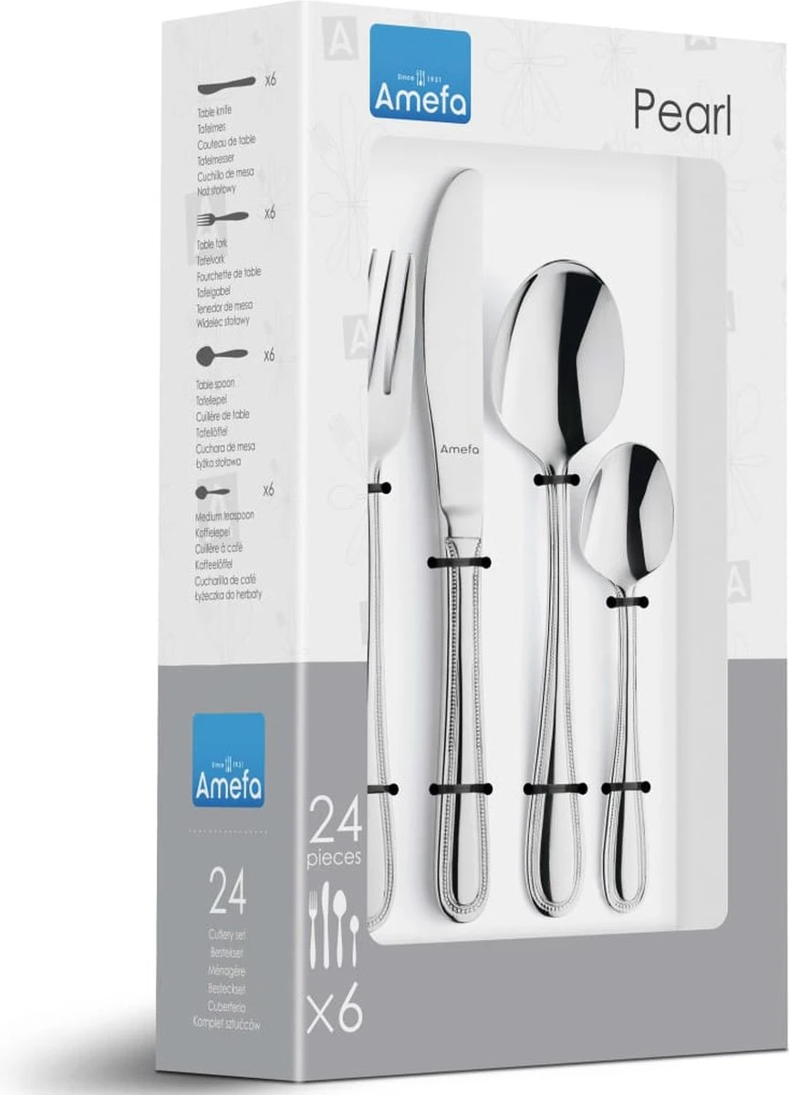 Amefa Bologna Bestekset - 24 Delig - 6 Persoons - Zilver - 11 Amefa Bologna Bestekset - 24 Delig - 6 Persoons - Zilver - - Afbeelding 9