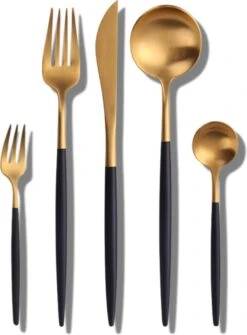 LuZana - Bestek Set Goud - 30-delig - Bestekset 6 Persoons - Goud/zwart - Bestek - Borden - Bestekset Zwart -Merkloos Winkel 884x1200 2