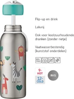 Mepal – Isoleerfles Flip-up Campus – Dino – Waterfles Met Rietje – Houdt Je Drankje Tot 9 Uur Warm En 12 Uur Koud – Drinkfles Voor Kinderen – Thermosfles -Merkloos Winkel 896x1200 1