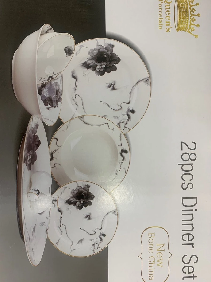 Servies Set 28 Delig Zilver Randje 4 Servies Set 28 Delig Zilver Randje - Afbeelding 2