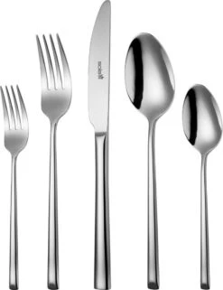 Sola Bestekset Luxor - Modern - 8 Persoons - 70 Delig - Zilverwit Edelstaal 18/10 - RVS - Zilver