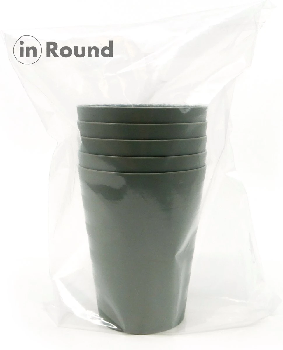 In Round Herbruikbare Plastic Drink Bekers – 10 Stuks – Grijs 4 In Round Herbruikbare Plastic Drink Bekers – 10 Stuks – Grijs - Afbeelding 2